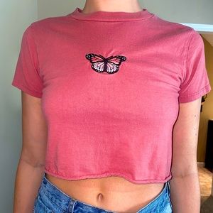 Pink brandy Melville crop with butterfly